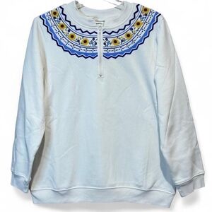 Blair Sunflower Floral Zip Sweatshirt L White